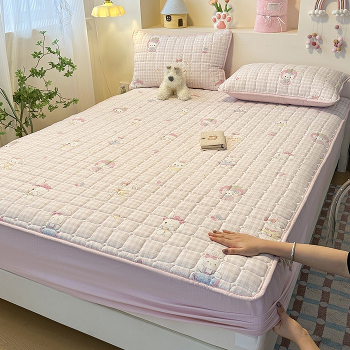 91家纺网 家纺一手货源 找家纺 丝芙妮家居（原乐视家纺） 2025新款A类亲肤云朵棉夹棉保暖床笠 甜心小兔