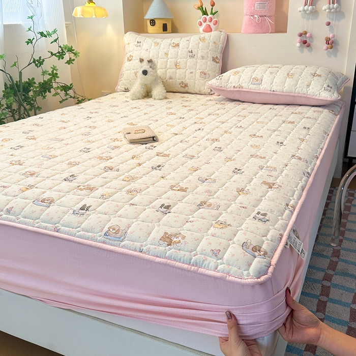 91家纺网 家纺一手货源 找家纺 丝芙妮家居（原乐视家纺） 2025新款A类亲肤云朵棉夹棉保暖床笠 可爱萌宠