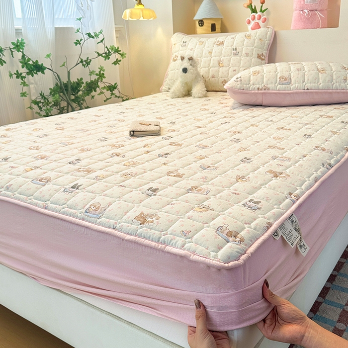 91家纺网 家纺一手货源 找家纺 丝芙妮家居（原乐视家纺） 2025新款A类亲肤云朵棉夹棉保暖床笠 可爱萌宠