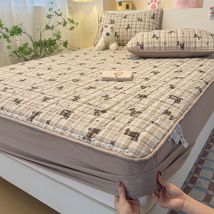 91家纺网 家纺一手货源 找家纺 丝芙妮家居（原乐视家纺） 2025新款A类亲肤云朵棉夹棉保暖床笠 晚安小狗