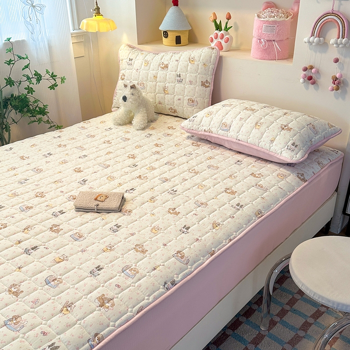 91家纺网 家纺一手货源 找家纺 丝芙妮家居（原乐视家纺） 2025新款A类亲肤云朵棉夹棉保暖床笠 可爱萌宠