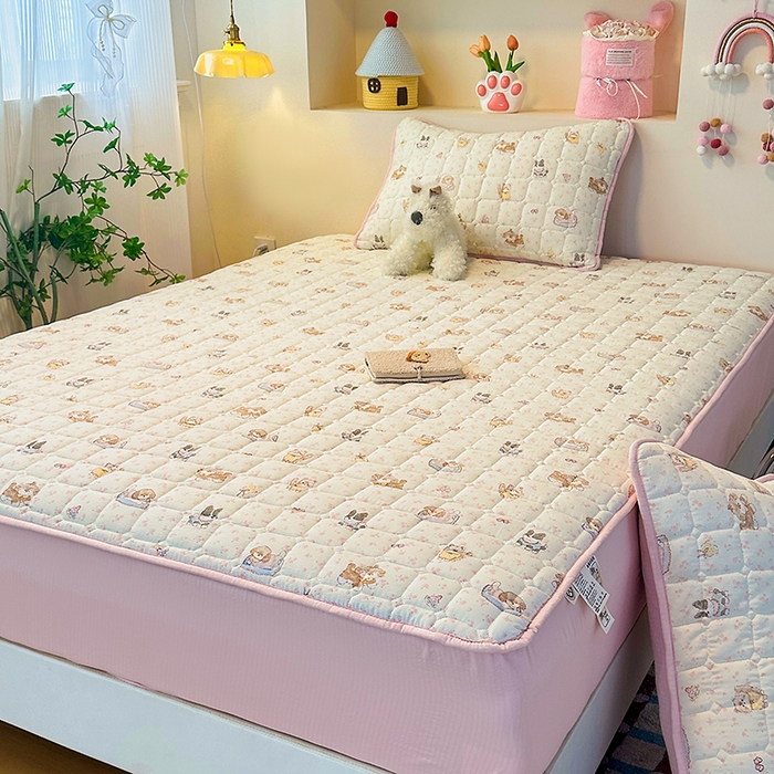 91家纺网 家纺一手货源 找家纺 丝芙妮家居（原乐视家纺） 2025新款A类亲肤云朵棉夹棉保暖床笠 可爱萌宠