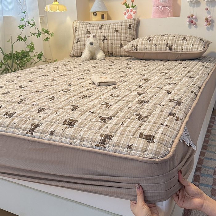 91家纺网 家纺一手货源 找家纺 丝芙妮家居（原乐视家纺） 2025新款A类亲肤云朵棉夹棉保暖床笠 晚安小狗