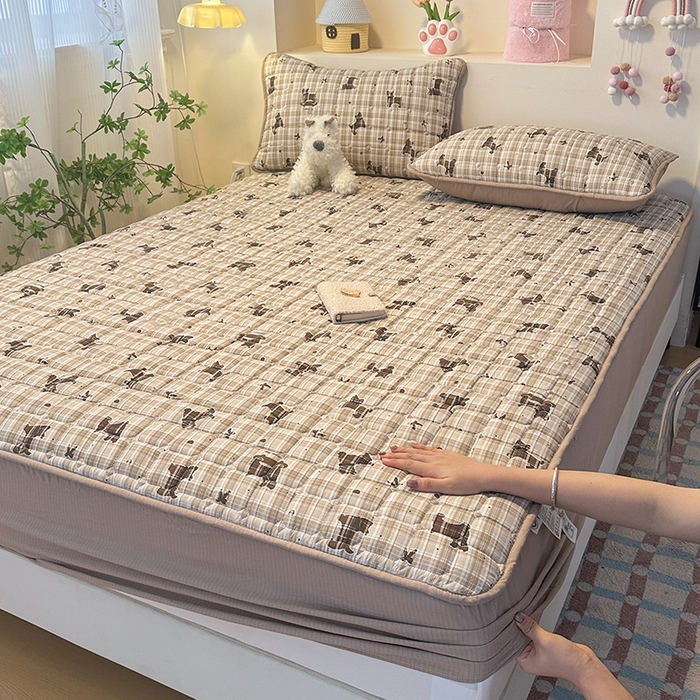 91家纺网 家纺一手货源 找家纺 丝芙妮家居（原乐视家纺） 2025新款A类亲肤云朵棉夹棉保暖床笠 晚安小狗