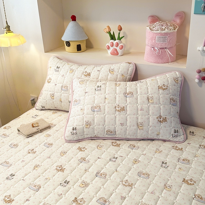 91家纺网 家纺一手货源 找家纺 丝芙妮家居（原乐视家纺） 2025新款A类亲肤云朵棉夹棉保暖床笠 可爱萌宠