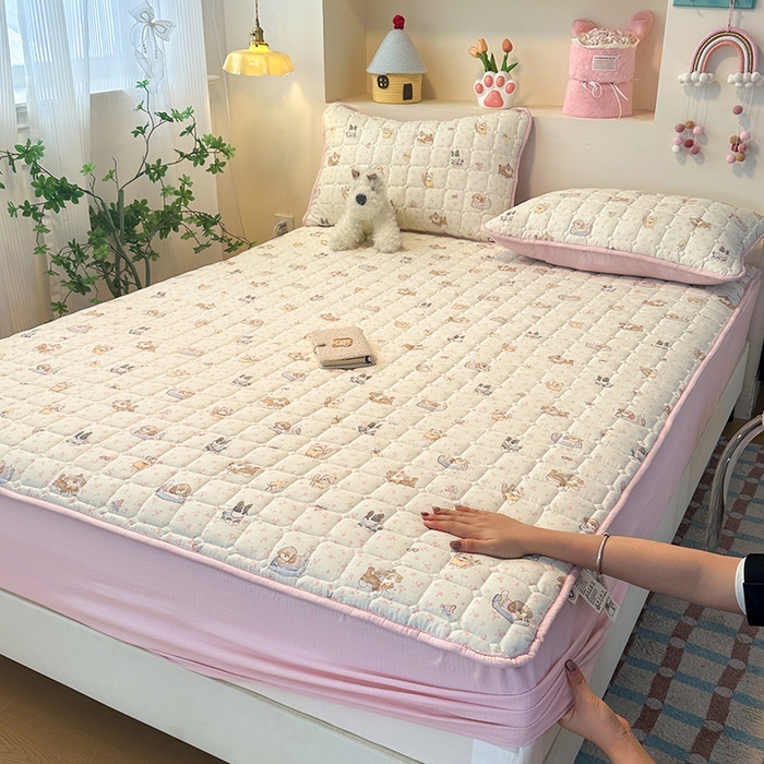 91家纺网 家纺一手货源 找家纺 丝芙妮家居（原乐视家纺） 2025新款A类亲肤云朵棉夹棉保暖床笠 可爱萌宠