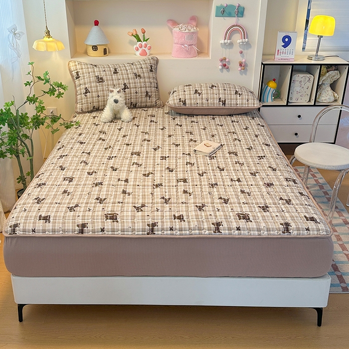 91家纺网 家纺一手货源 找家纺 丝芙妮家居（原乐视家纺） 2025新款A类亲肤云朵棉夹棉保暖床笠 晚安小狗