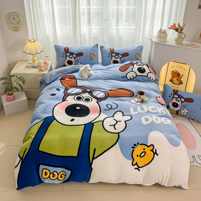 91家纺网 家纺一手货源 找家纺 （总）喜梦缘-2025专版加厚高克重卡通大版 牛奶绒四件套大阪法莱绒现货充足