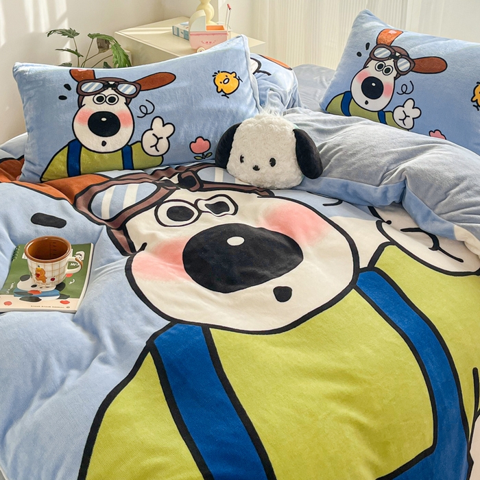 91家纺网 家纺一手货源 找家纺 （总）喜梦缘-2025专版加厚高克重卡通大版 牛奶绒四件套大阪法莱绒现货充足