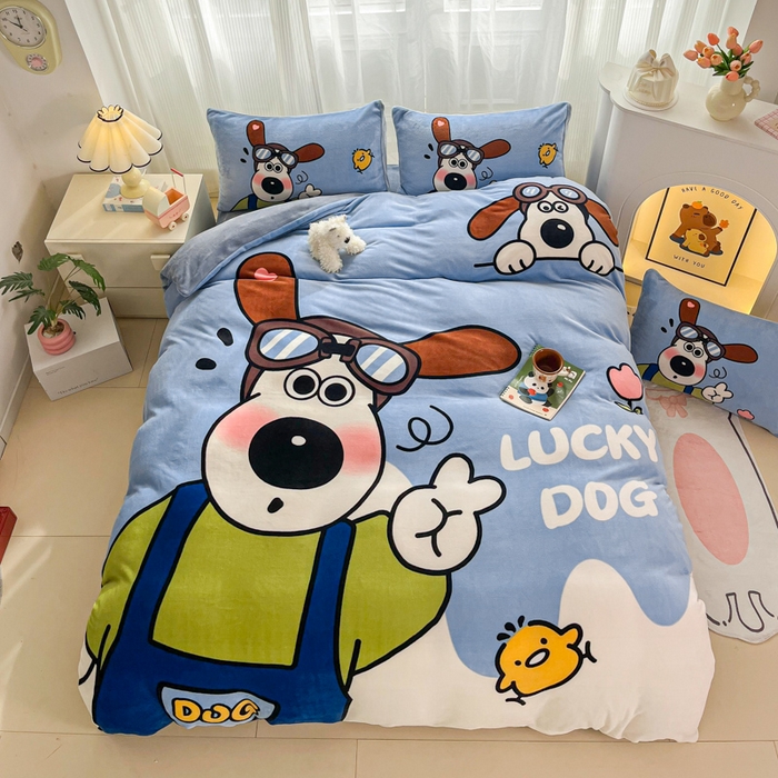 91家纺网 家纺一手货源 找家纺 （总）喜梦缘-2025专版加厚高克重卡通大版 牛奶绒四件套大阪法莱绒现货充足