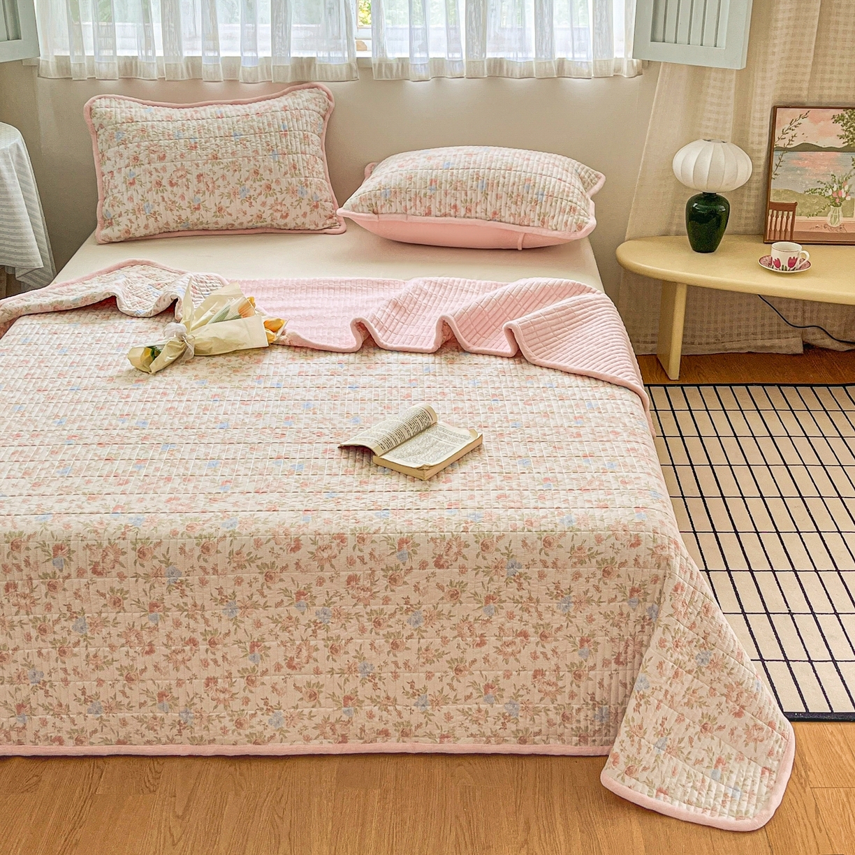 91家纺网 家纺一手货源 找家纺 （总）瑞钰 2025新款A类双层纱印花夹棉床盖