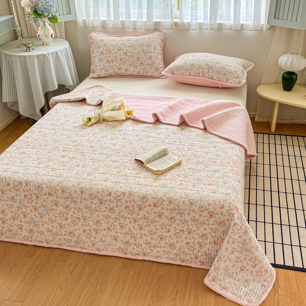 91家纺网 家纺一手货源 找家纺 （总）瑞钰 2025新款A类双层纱印花夹棉床盖