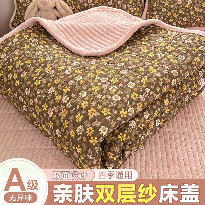 91家纺网 家纺一手货源 找家纺 （总）瑞钰 2025新款A类双层纱印花夹棉床盖