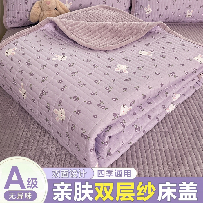 91家纺网 家纺一手货源 找家纺 （总）瑞钰 2025新款A类双层纱印花夹棉床盖