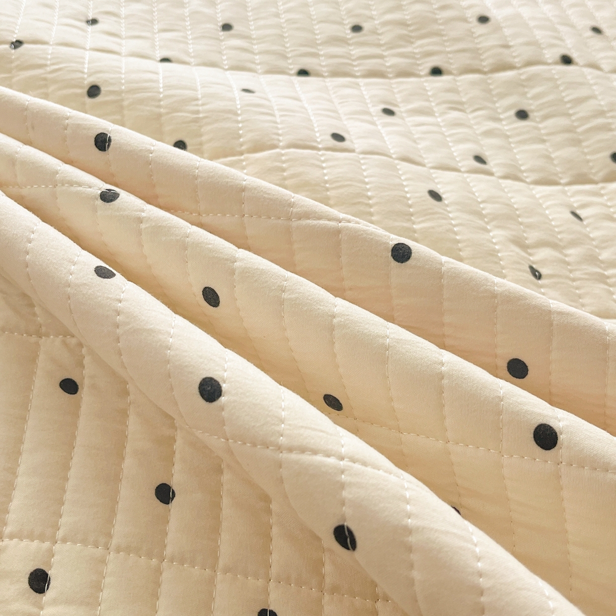 91家纺网 家纺一手货源 找家纺 瑞钰 2025新款A类双层纱印花夹棉床盖 奶球