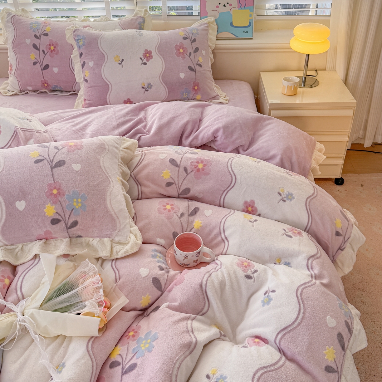 91家纺网 家纺一手货源 找家纺 （总）爱家（原缔乐家纺） 2025新款牛奶雕花绒四件套-美加美