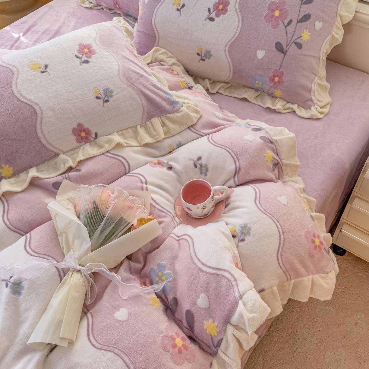 91家纺网 家纺一手货源 找家纺 （总）爱家（原缔乐家纺） 2025新款牛奶雕花绒四件套-美加美