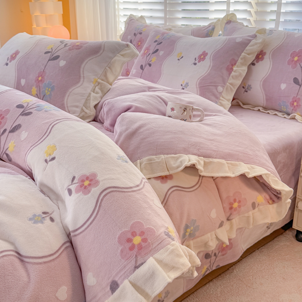 （总）爱家（原缔乐家纺） 2025新款牛奶雕花绒四件套-美加美