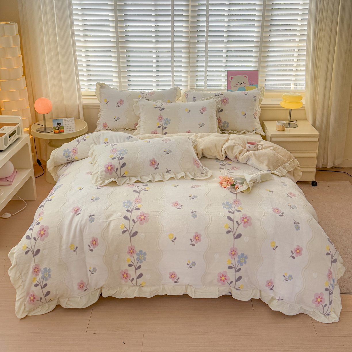 91家纺网 家纺一手货源 找家纺 爱家（原缔乐家纺） 2025新款牛奶雕花绒四件套-美加美 美加美-柠檬黄