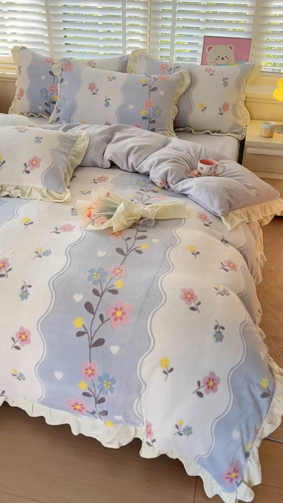 91家纺网 家纺一手货源 找家纺 爱家（原缔乐家纺） 2025新款牛奶雕花绒四件套-美加美 美加美-天空兰