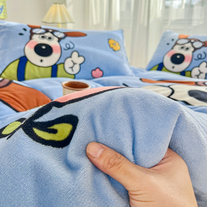 91家纺网 家纺一手货源 找家纺 （总）喜梦缘-2025专版加厚高克重卡通大版 牛奶绒四件套大阪法莱绒现货充足