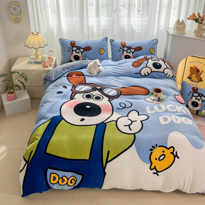 91家纺网 家纺一手货源 找家纺 （总）喜梦缘-2025专版加厚高克重卡通大版 牛奶绒四件套大阪法莱绒现货充足