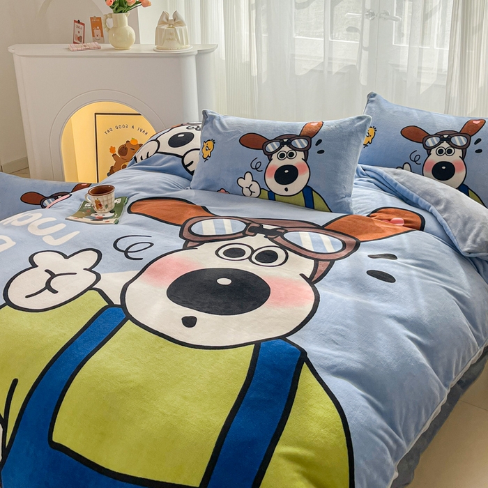 91家纺网 家纺一手货源 找家纺 （总）喜梦缘-2025专版加厚高克重卡通大版 牛奶绒四件套大阪法莱绒现货充足