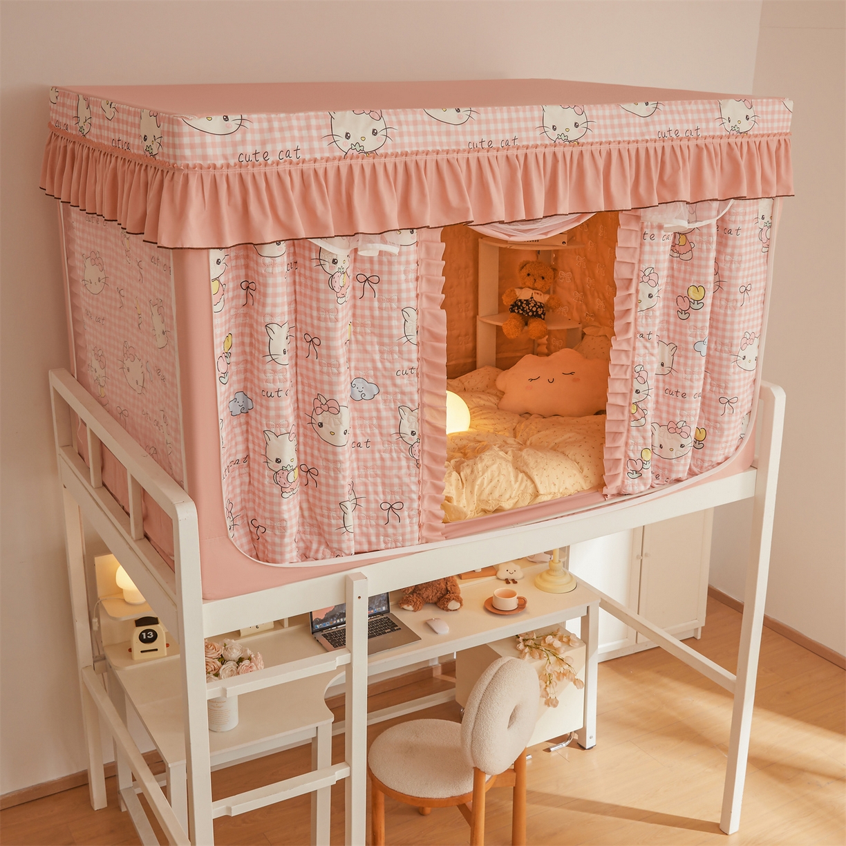 91家纺网 家纺一手货源 找家纺 艾晶美家纺有限公司 2025新款学生宿舍遮光保暖蚊帐夹棉床帘蚊帐大学生宿舍蚊帐 学生夹棉款-kmi瞄粉玉