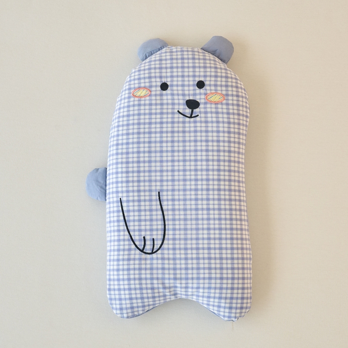 明星枕业 2025新款ins可爱小懒熊卡通枕刺绣全棉儿童荞麦枕宝宝幼儿园午睡枕可拆洗 抱抱熊-蓝