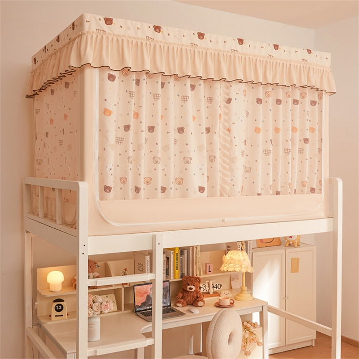 91家纺网 家纺一手货源 找家纺 艾晶美家纺有限公司 2025新款学生宿舍遮光保暖蚊帐夹棉床帘蚊帐大学生宿舍蚊帐 学生布帘款-米格熊