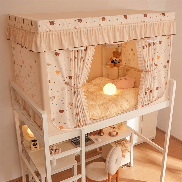 91家纺网 家纺一手货源 找家纺 艾晶美家纺有限公司 2025新款学生宿舍遮光保暖蚊帐夹棉床帘蚊帐大学生宿舍蚊帐 学生布帘款-米格熊