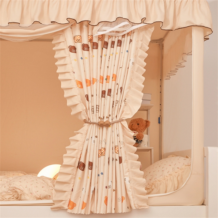 91家纺网 家纺一手货源 找家纺 艾晶美家纺有限公司 2025新款学生宿舍遮光保暖蚊帐夹棉床帘蚊帐大学生宿舍蚊帐 学生布帘款-米格熊