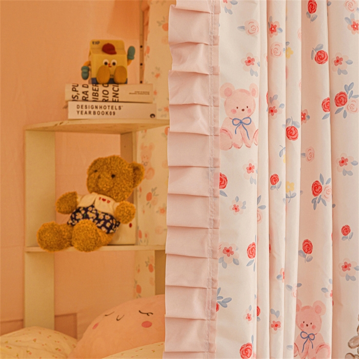 91家纺网 家纺一手货源 找家纺 艾晶美家纺有限公司 2025新款学生宿舍遮光保暖蚊帐夹棉床帘蚊帐大学生宿舍蚊帐 学生布帘款-玫瑰小熊