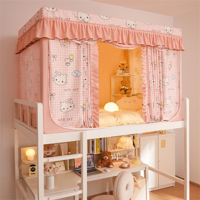 91家纺网 家纺一手货源 找家纺 艾晶美家纺有限公司 2025新款学生宿舍遮光保暖蚊帐夹棉床帘蚊帐大学生宿舍蚊帐 学生布帘款-kmi瞄粉玉