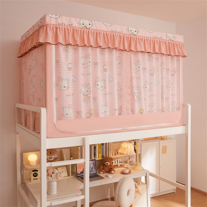 91家纺网 家纺一手货源 找家纺 艾晶美家纺有限公司 2025新款学生宿舍遮光保暖蚊帐夹棉床帘蚊帐大学生宿舍蚊帐 学生布帘款-kmi瞄粉玉