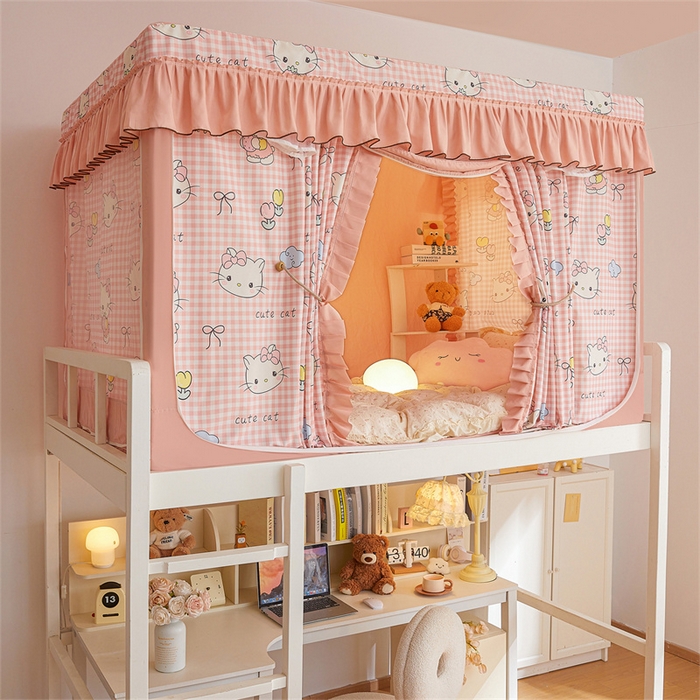 91家纺网 家纺一手货源 找家纺 艾晶美家纺有限公司 2025新款学生宿舍遮光保暖蚊帐夹棉床帘蚊帐大学生宿舍蚊帐 学生布帘款-kmi瞄粉玉