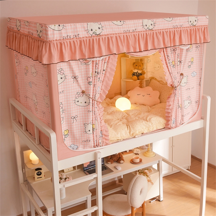 91家纺网 家纺一手货源 找家纺 艾晶美家纺有限公司 2025新款学生宿舍遮光保暖蚊帐夹棉床帘蚊帐大学生宿舍蚊帐 学生布帘款-kmi瞄粉玉