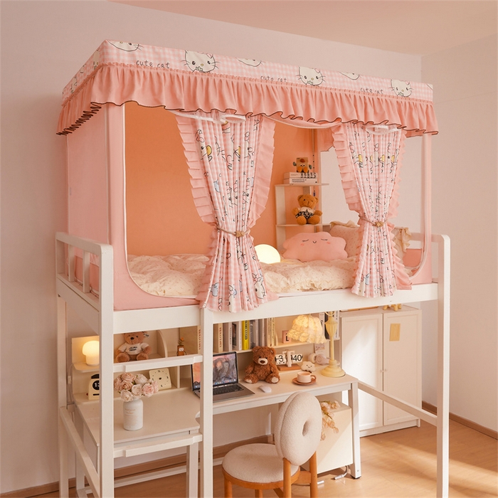 91家纺网 家纺一手货源 找家纺 艾晶美家纺有限公司 2025新款学生宿舍遮光保暖蚊帐夹棉床帘蚊帐大学生宿舍蚊帐 学生布帘款-kmi瞄粉玉