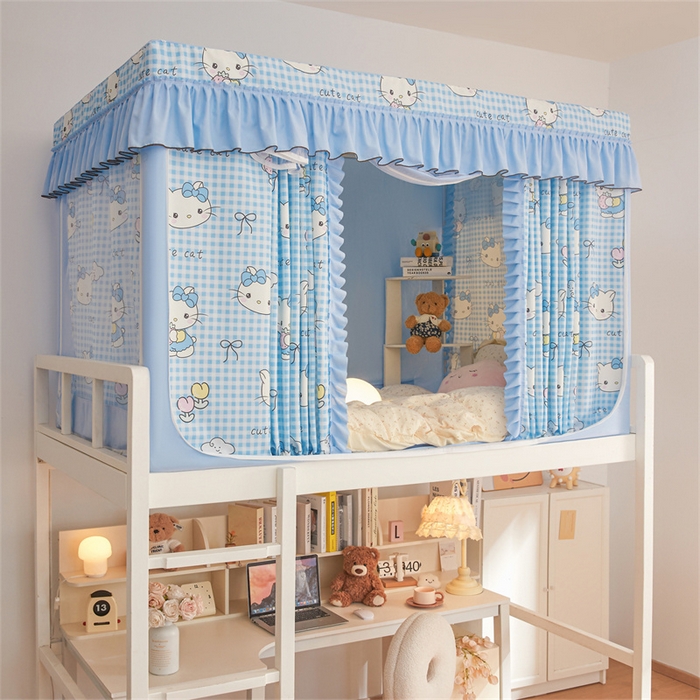 91家纺网 家纺一手货源 找家纺 艾晶美家纺有限公司 2025新款学生宿舍遮光保暖蚊帐夹棉床帘蚊帐大学生宿舍蚊帐 学生布帘款-kmi瞄蓝