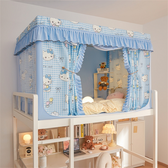 91家纺网 家纺一手货源 找家纺 艾晶美家纺有限公司 2025新款学生宿舍遮光保暖蚊帐夹棉床帘蚊帐大学生宿舍蚊帐 学生布帘款-kmi瞄蓝