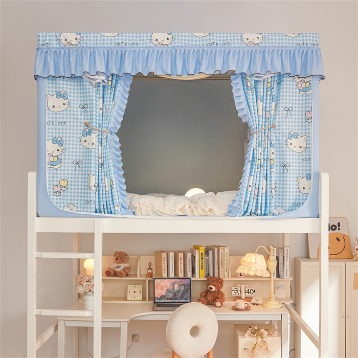 艾晶美家纺有限公司 2025新款学生宿舍遮光保暖蚊帐夹棉床帘蚊帐大学生宿舍蚊帐 学生布帘款-kmi瞄蓝