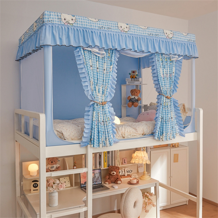 91家纺网 家纺一手货源 找家纺 艾晶美家纺有限公司 2025新款学生宿舍遮光保暖蚊帐夹棉床帘蚊帐大学生宿舍蚊帐 学生布帘款-kmi瞄蓝