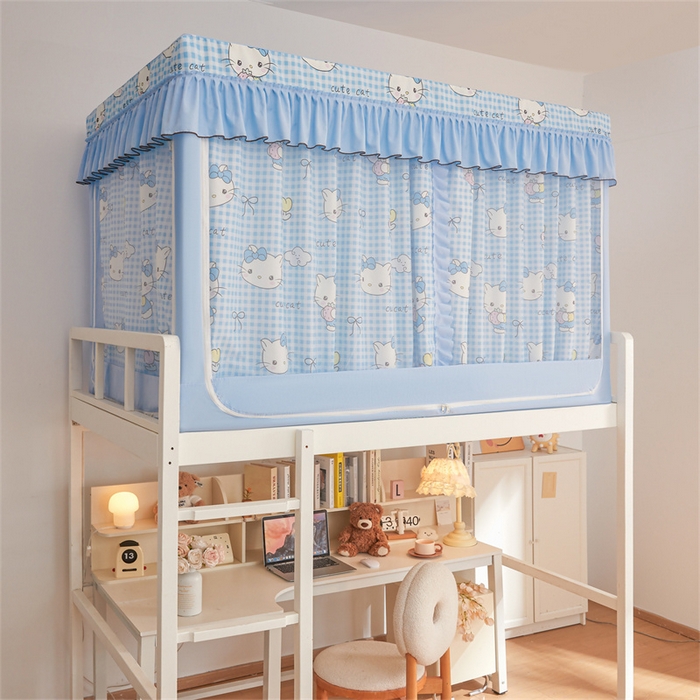 91家纺网 家纺一手货源 找家纺 艾晶美家纺有限公司 2025新款学生宿舍遮光保暖蚊帐夹棉床帘蚊帐大学生宿舍蚊帐 学生布帘款-kmi瞄蓝