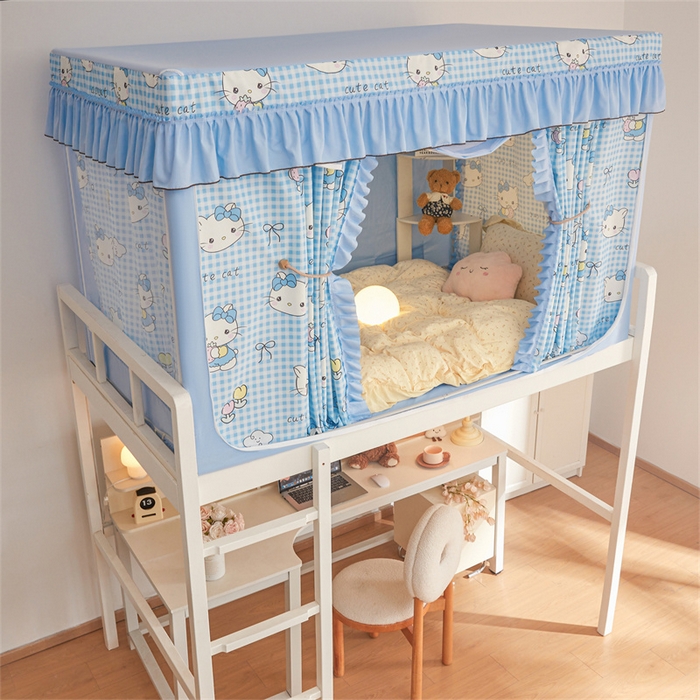 91家纺网 家纺一手货源 找家纺 艾晶美家纺有限公司 2025新款学生宿舍遮光保暖蚊帐夹棉床帘蚊帐大学生宿舍蚊帐 学生布帘款-kmi瞄蓝