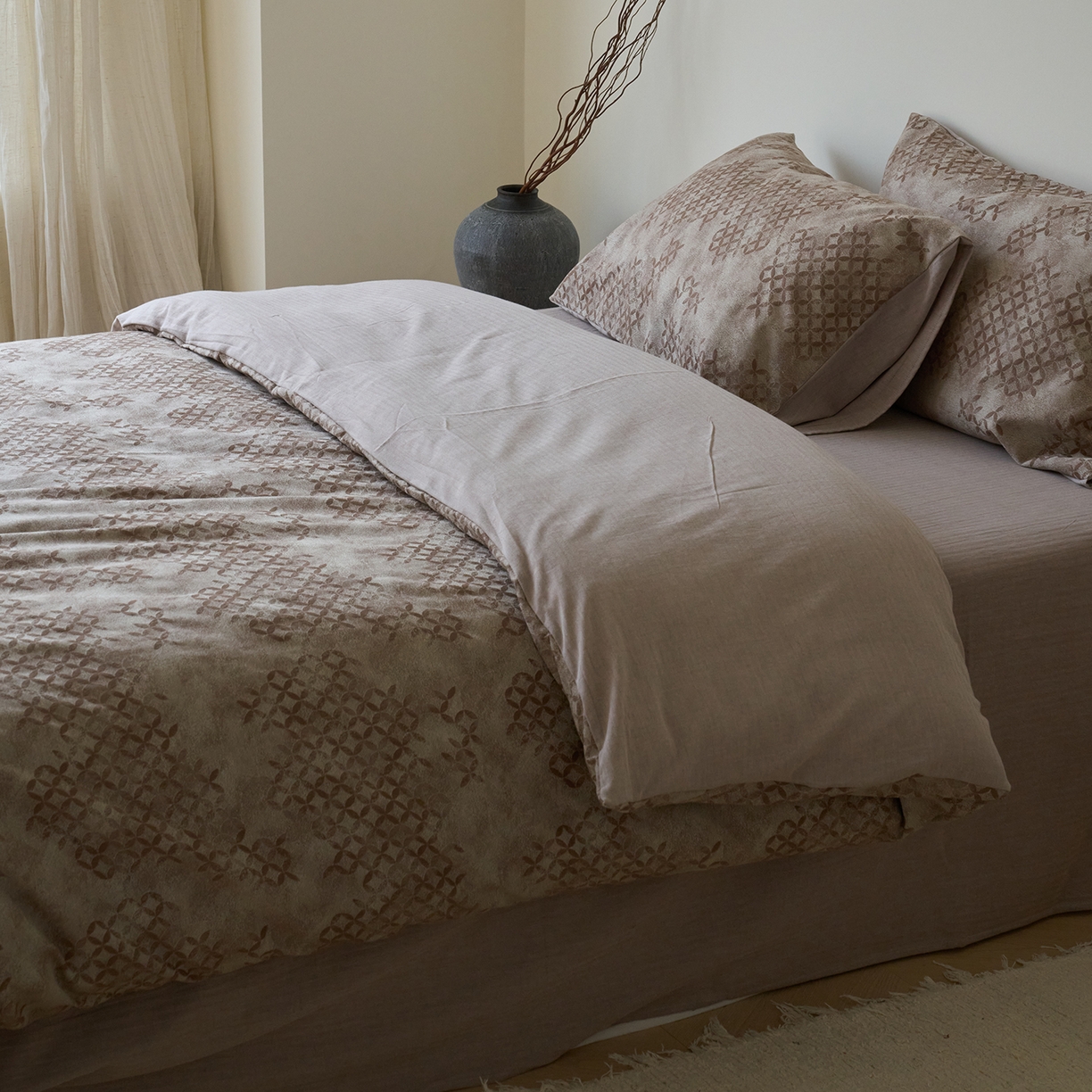 91家纺网 家纺一手货源 找家纺 云上 2025新款全棉新疆长绒棉色织大提花床品四件套-星辰系列（控价：券后活动后不低于348元） 星辰-咖