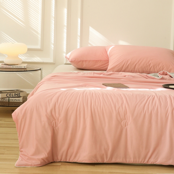 91家纺网 家纺一手货源 找家纺 （总）缦绣阁 2025春夏新款纯色双拼凉感丝夏被冰淇淋夏被夏凉被空调被被子被芯跨境外贸爆款