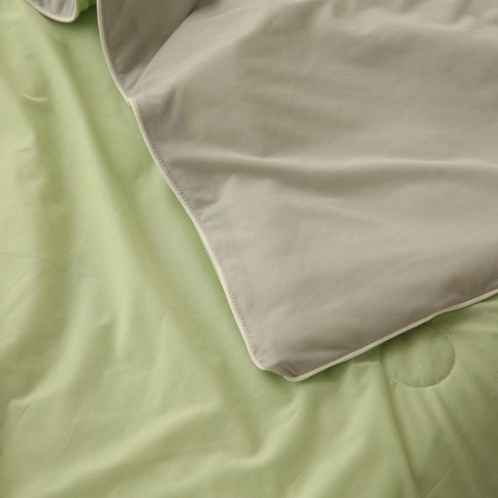 91家纺网 家纺一手货源 找家纺 缦绣阁 2025春夏新款纯色双拼凉感丝夏被冰淇淋夏被夏凉被空调被被子被芯跨境外贸爆款 果绿-浅灰