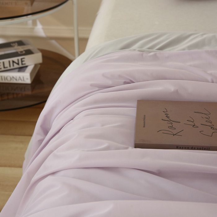 91家纺网 家纺一手货源 找家纺 缦绣阁 2025春夏新款纯色双拼凉感丝夏被冰淇淋夏被夏凉被空调被被子被芯跨境外贸爆款 浅紫-浅灰