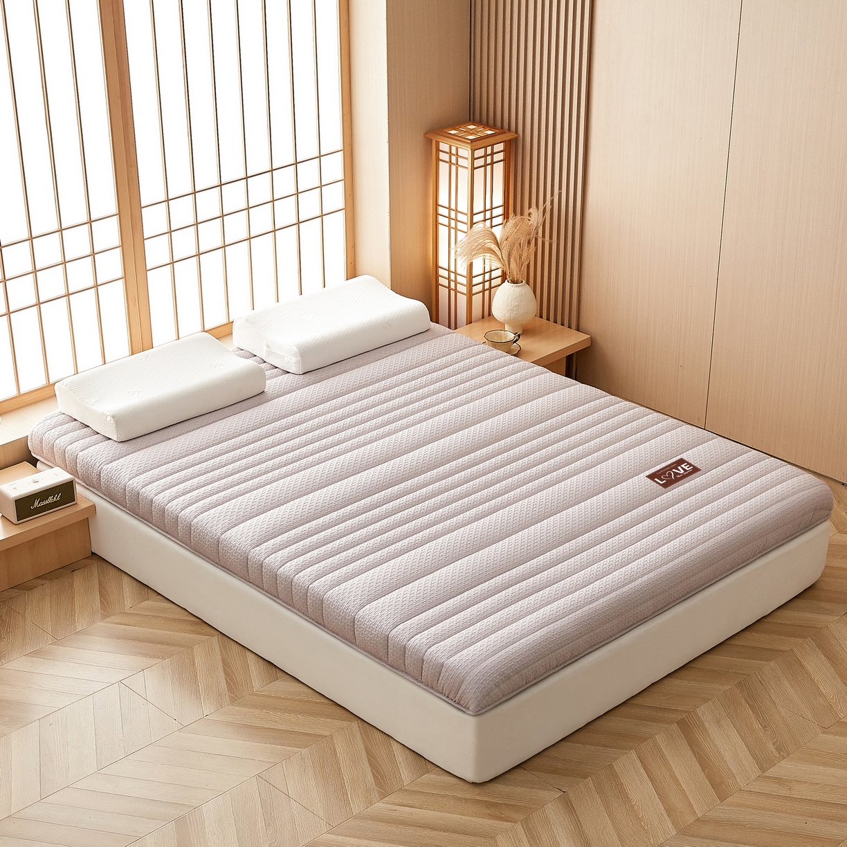 91家纺网 家纺一手货源 找家纺 （总）鑫梦莱 2025新款针织棉床垫提花系列单边款（成人图）LOVE烫画