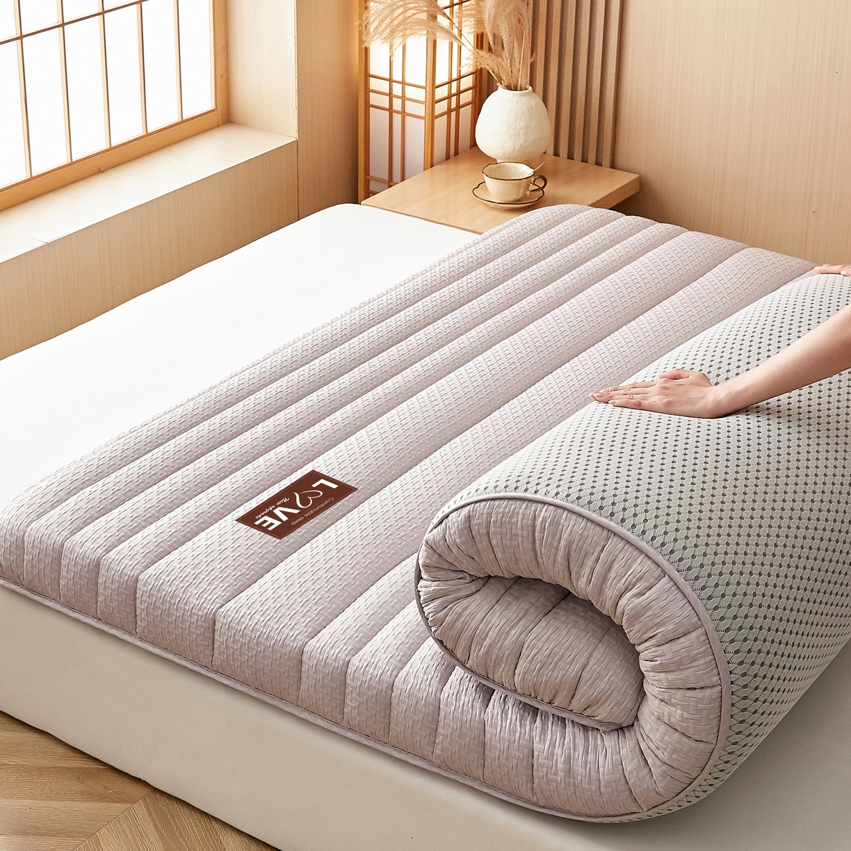 （总）鑫梦莱 2025新款针织棉床垫提花系列单边款（成人图）LOVE烫画